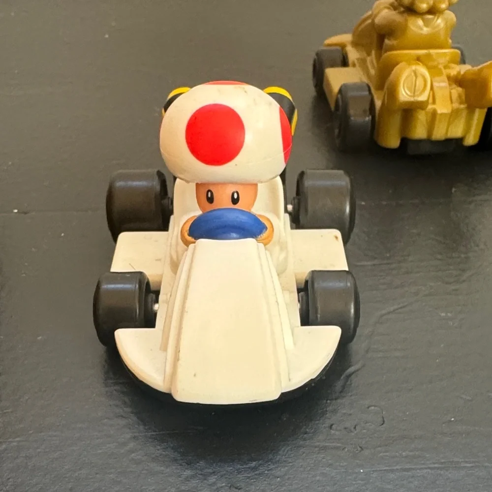 McDonalds Collectible Mario Kart 8 Car Toy Set - Gold 2024 and Toad 2022